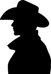 solid black silhouette of a man in profile wearing a cowboy hat