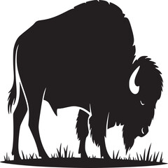 Black bison silhouette vector illustration american buffalo wildlife animal graphic design image art print template © Ahmed