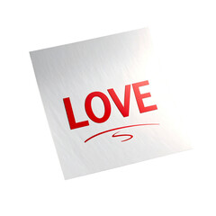 3D handwritten love note icon isolated on transparent background. PNG