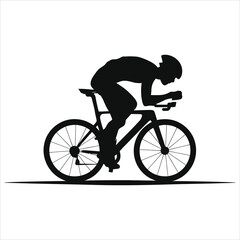 Vector Silhouette of a Cyclist in a Triathlon Position/A dynamic silhouette of a cyclist in a triathlon position, suggesting speed and determination.