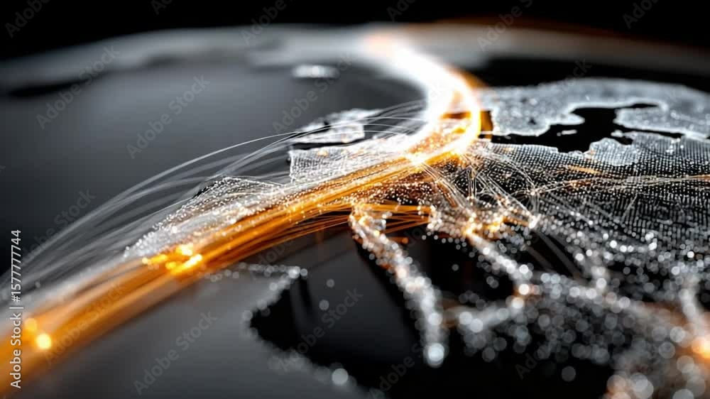 Poster global network: a dynamic view of the earth showcases a luminous web of interconnected global networ