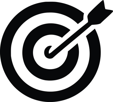 Black icon of a target hit by an arrow.
