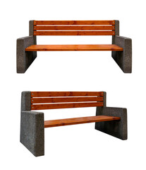 wooden bench isolated on white background