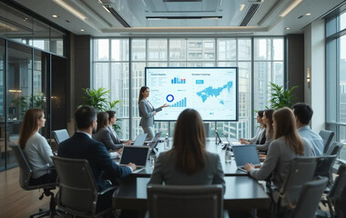 Fototapeta premium Picture of business meeting in conference room
