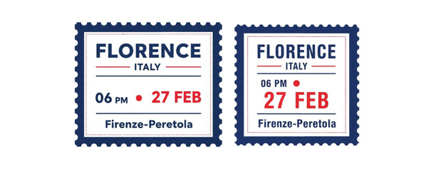 Florence Italy Travel Stamp Design – Firenze Peretola Date Time Label