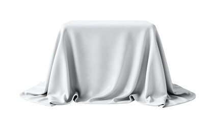 White silky cloth draped over hidden object
