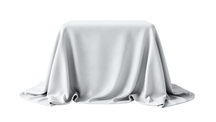 White silky cloth draped over hidden object
