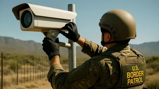 Surveillance action by u.S. Border patrol desert border security enforcement outdoor environment close-up view law enforcement concept