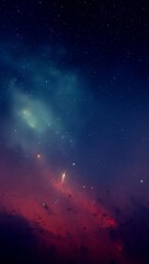 Obraz premium Vibrant cosmic nebula with a shooting star streaks across the starry night sky