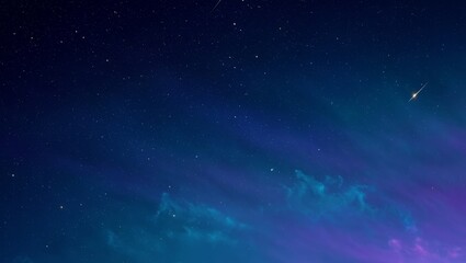 Vast starry night sky with a streaking meteor and colorful nebula clouds