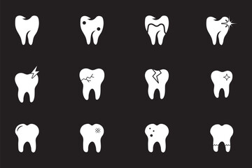 Tooth icon. Dental clinic logo. Human teeth vector illustration. Blue dentistry logotype. Oral hygiene concept. Dentist sign. Molar tooth enamel symbol. Simple tooth pictogram design.