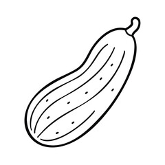 Handdrawn a cucumber with lines dots on vegetable food