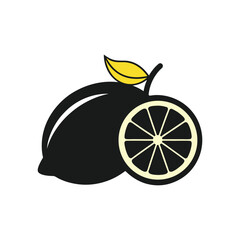 Lemon vector icon, white, minimalist, clean