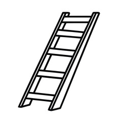 Handdrawn ladder against a with visible rungs side rails outline climbing