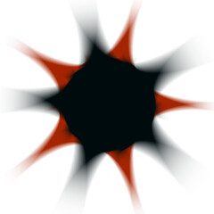 Abstract radial pattern with textured red and orange elements against a dark background