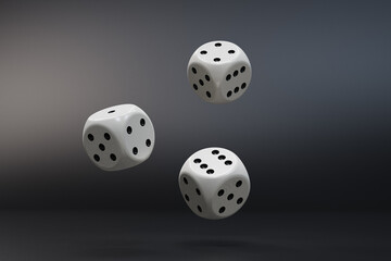 Three dice on dark background. 