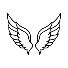 Simple black outline of a pair of majestic angel wings spread wide