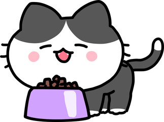 Eating Tuxedo Cat