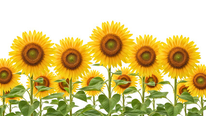 Obraz premium Bright yellow sunflowers blooming in green field 