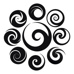 Abstract Swirls and Spirals Collection silhouette black