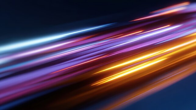 Colorful light streaks blurring past, speed, dynamism, futuristic