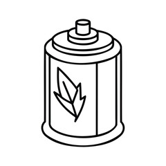 Handdrawn a cylindrical container with a leaf symbol on a cylinder bottle