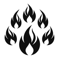 Black abstract flame icons fire silhouette