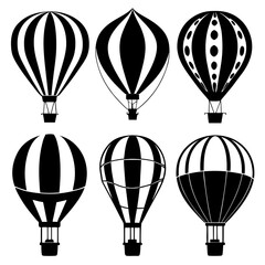 Obraz premium Black and white hot air balloon collection silhouette