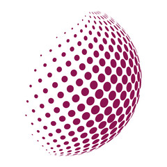 Abstract graphic design of a sphere with a halftone effect, showcasing depth and perspective.