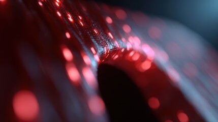 Abstract representation of cybersecurity, glowing data streams protected by a firewall