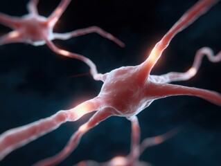Abstract representation of neurons firing in a brain, neuroscience, learning