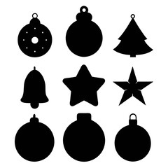 Christmas ornaments baubles bells stars festive shapes