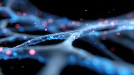 Abstract glowing lines forming a complex data network, connectivity, information