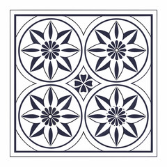 Dark blue floral geometric pattern tile islamic geometric pattern