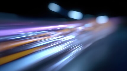 Colorful light streaks blurring past, speed, dynamism, futuristic