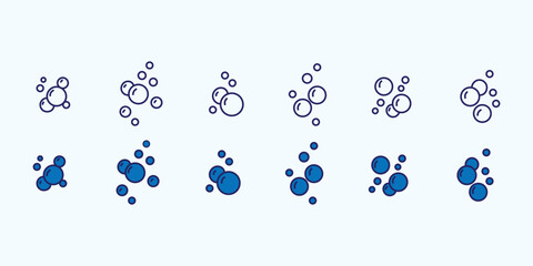 Bubble icons set. Soap foam symbols. Oxygen bubble, fizzy drink icon. Bubbles outline vector icons