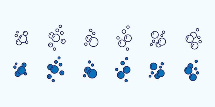 Bubble icons set. Soap foam symbols. Oxygen bubble, fizzy drink icon. Bubbles outline vector icons