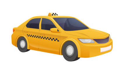 Yellow taxi car isolated on white. Vector illustration