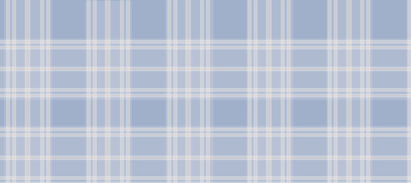 Geometric blue plaid print in pastel tones, vector background