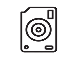 Sleek Line Art Hard Drive Icon for Storage UI