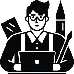 Graphic Designer Illustration | Creative Artist Vector | Digital Design Professional Concept Art

