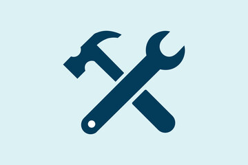 Crossed wrench and hammer tools repair maintenance icon