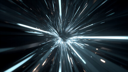 Fototapeta premium Streaks of light create a sense of warp speed travel through space