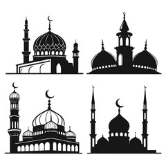 Islamic mosque architectural styles silhouettes architecture