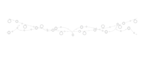 Christmas and New Year glowing garlands of bulbs and lights. Design element for holiday cards, backgrounds, business cards, vector png on transparent background.