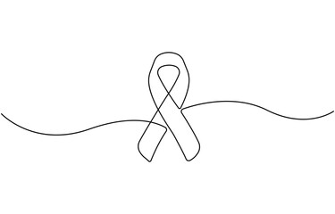 AIDS awareness band World AIDS day one line art drawing Continuous one line drawing, AIDS awareness ribbon, poster banner Doodle vector illustration, AIDS Awareness Month.