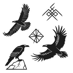 Majestic eagles and ancient symbols bird flying
