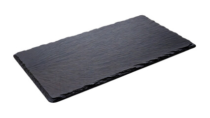 Empty rectangular black slate serving board isolated
