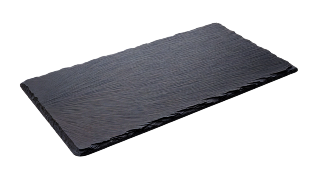 Empty rectangular black slate serving board isolated
