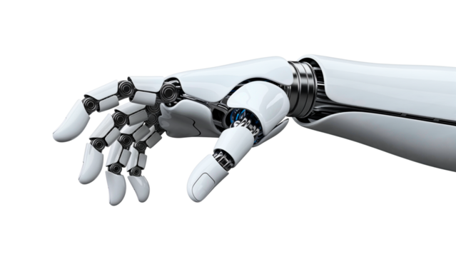Futuristic robotic arm with open hand gesture
 - Powered by Adobe